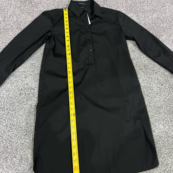 NWT Theory Black Half Button Shirt Dress Short Black Cotton Blend $295 Size US 0 - Picture 3 of 8